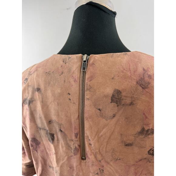 Muubaa Montesson Leather Suede Shift Dress Mini Floral Dress Zipper US 8 M $425 - Picture 6 of 10